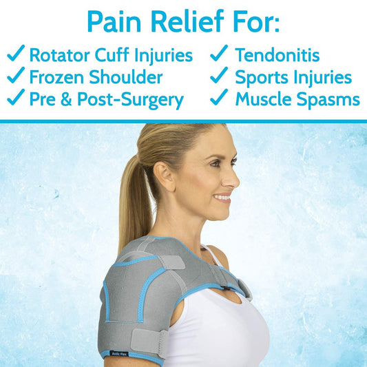 Arctic Flex Shoulder Ice Pack Brace - Rotator Cuff Cold Gel Wrap Therapy | Heat or Cooling Support Immobilizer with Compression Stability for Tendonitis, Dislocated Joint, Left & Right Arm Pain Relief
