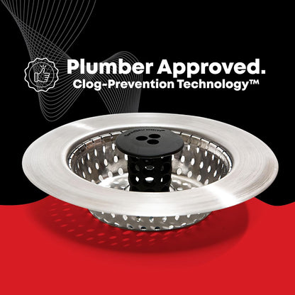 Kitchen SinkShroom Revolutionary Clog-Free Stainless Steel Sink Strainer, Black, 1-(Pack)