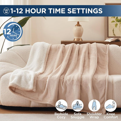 Westinghouse Heated Throw Blanket, 50"x60", Charcoal, ETL Certified