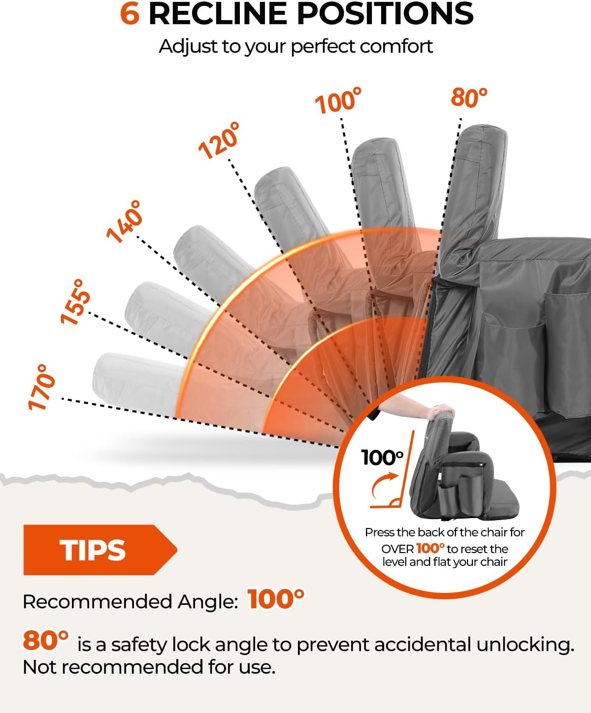 Sportneer Stadium Seats with Back Support: 2.5'' Thick Comfy Cushion 6 Adjustable Angle Bleacher Seat with Armrest - 2 Large Pockets, 2 Cup Holders Stadium Chair for Sport Events Concerts Parks