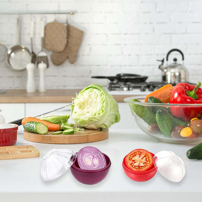 2PCS Tomato and Onion Storage Containers with Peeler, Freshness Keepers for Onion and Tomato, Ideal for Fridge Vegetable Crisper, Keeps Food Fresh Longer