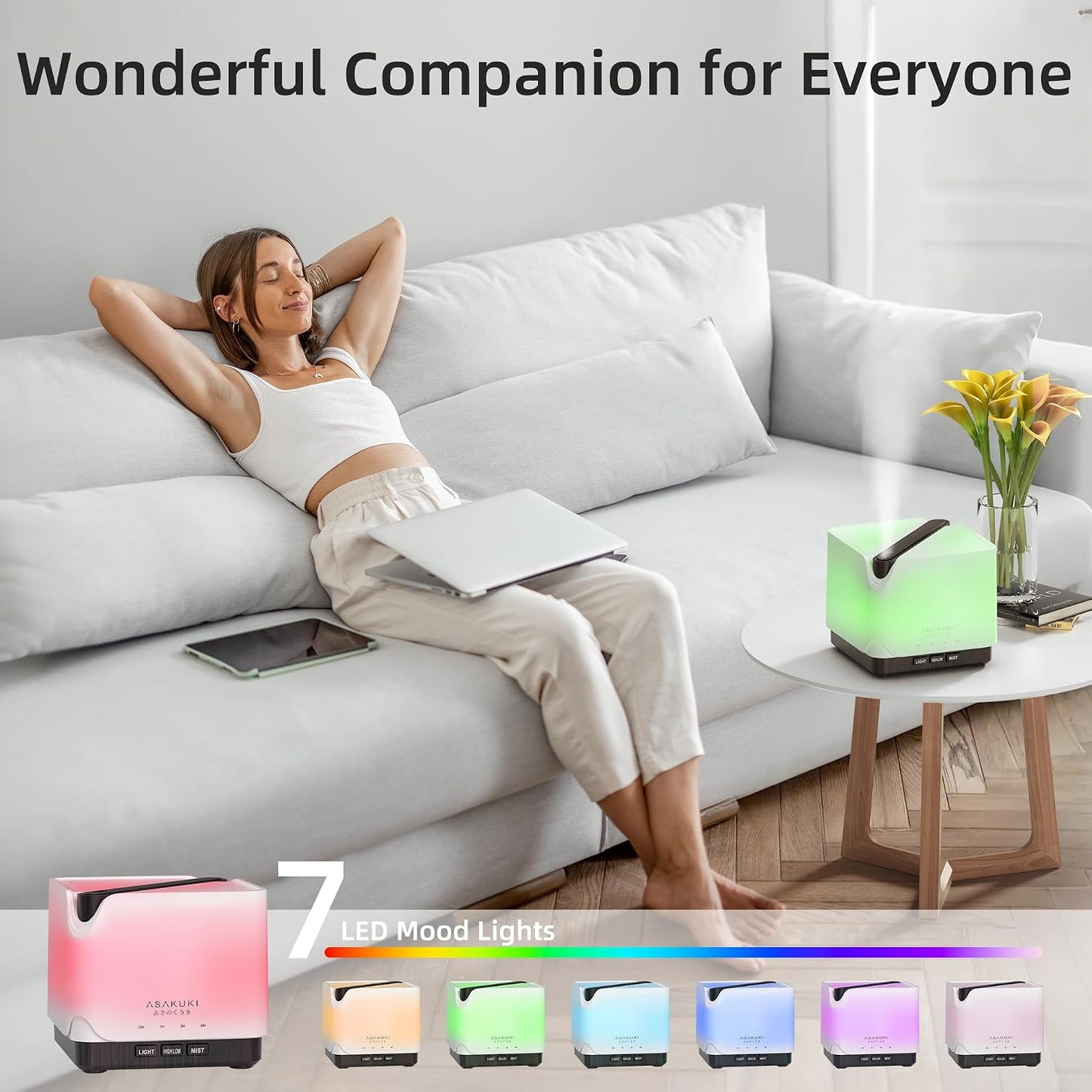ASAKUKI Essential Oil Diffuser Smart WiFi Humidifier 700 ml | Easy Connect with Alexa and Google Home, Phone App & Voice Control, Customized Schedule Timers and LED Light