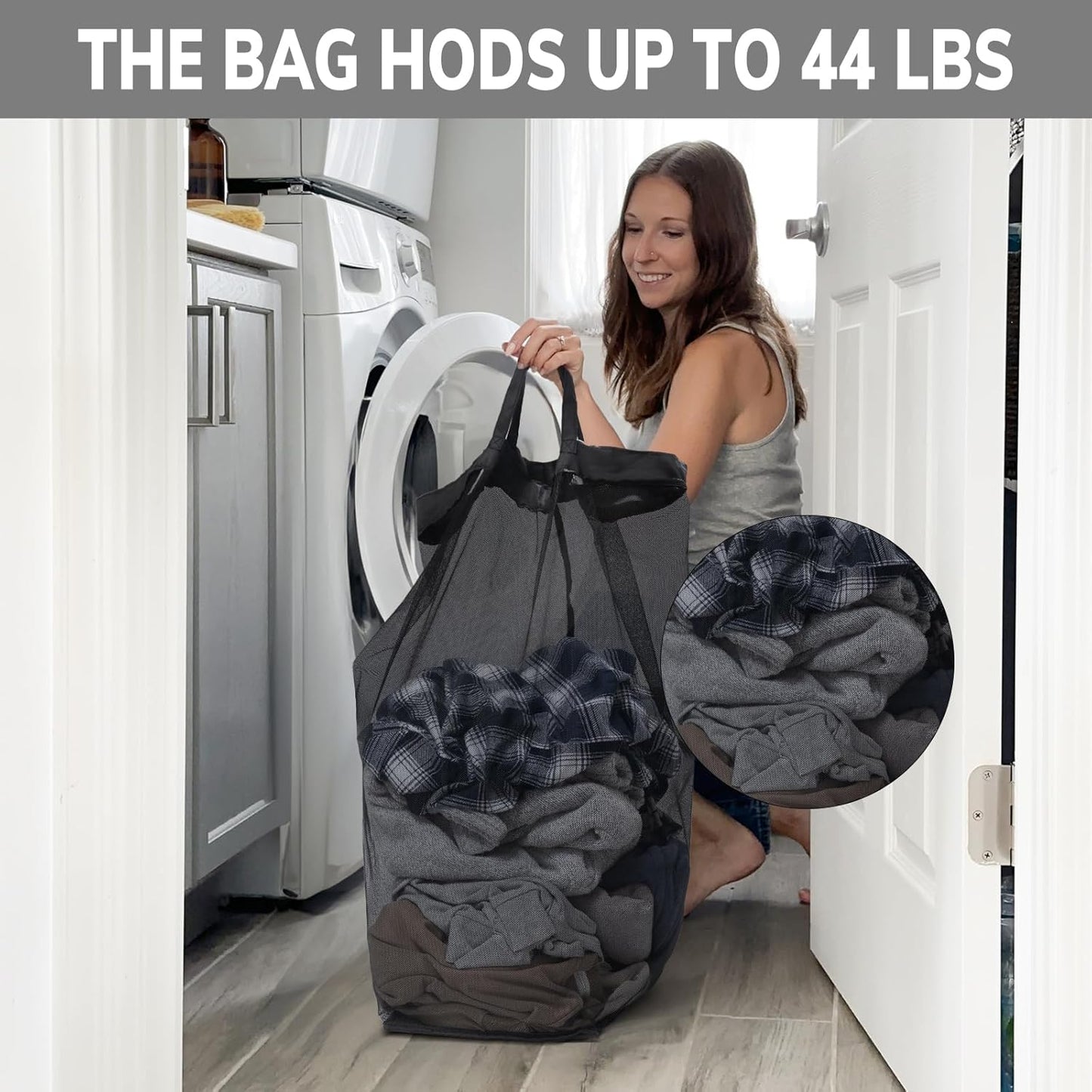 CHICVITA 75L Large Rolling Laundry Basket with Wheels & Wash Bag, Grey | Collapsible design saves space for corner dorms. Removable wash bag for easy laundry transport