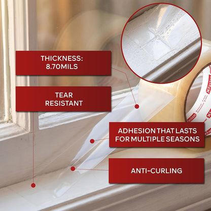XFasten Window Weather Sealing Tape for AC Gaps, No Residue 2 Inch x 105 Feet, 8.7 Mil Thick Removable Air Conditioner Tape for Window Sealing, Door Gap Insulation, Summer Heat, Dust, Winter Drafts