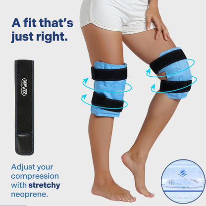 REVIX Ice Pack for Knee Pain Relief, Reusable Gel Ice Wrap for Leg Injuries, Swelling, Knee Replacement Surgery, Cold Compress Therapy for Arthritis, Meniscus Tear and ACL Blue