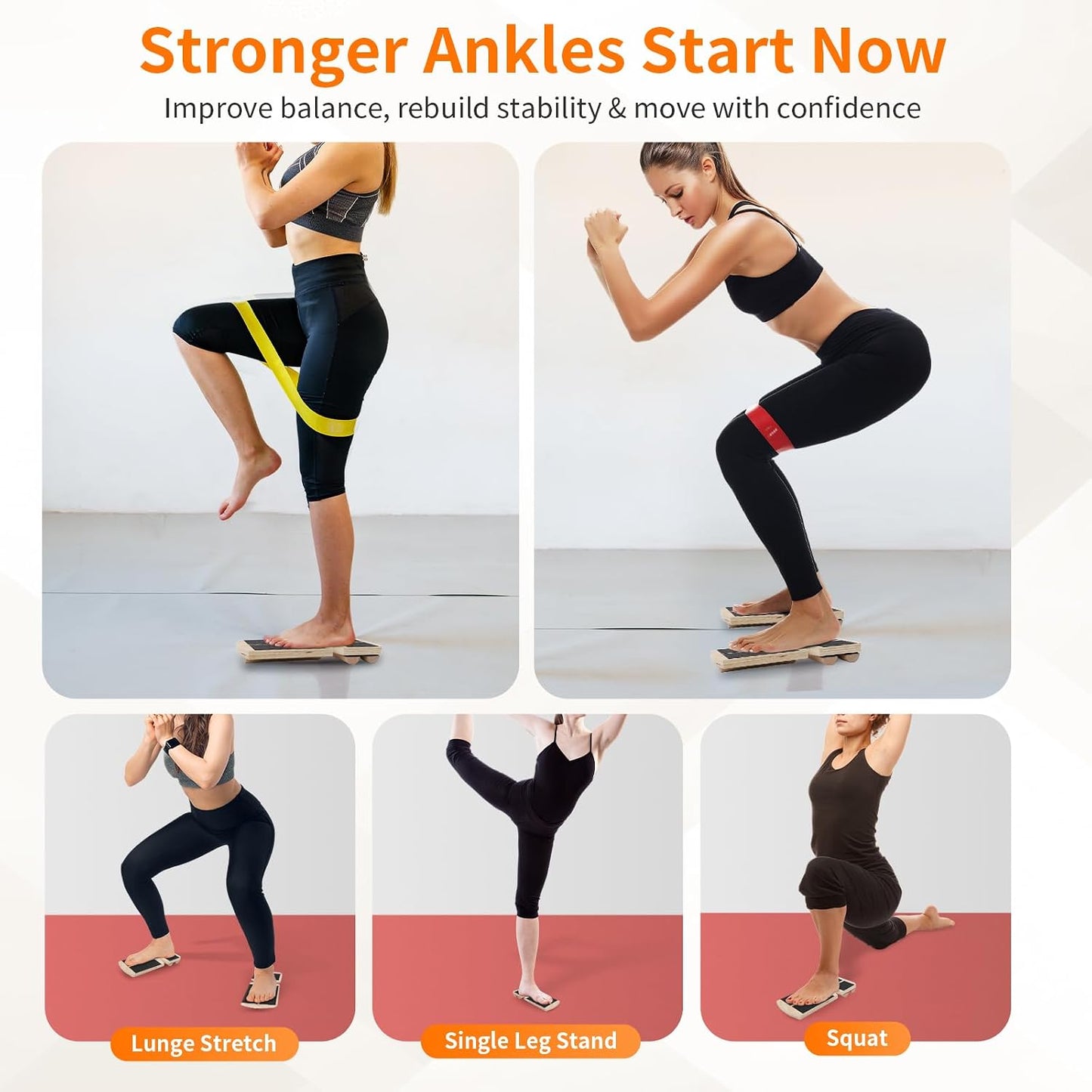 Ankle Balance Board Foot Strengthener - Single Leg Balance Board Foot Exerciser for Sprained Ankle,Posture Corrector, Physical Therapy for Plantar Fasciitis and Toe Stretcher Board for Gym Home
