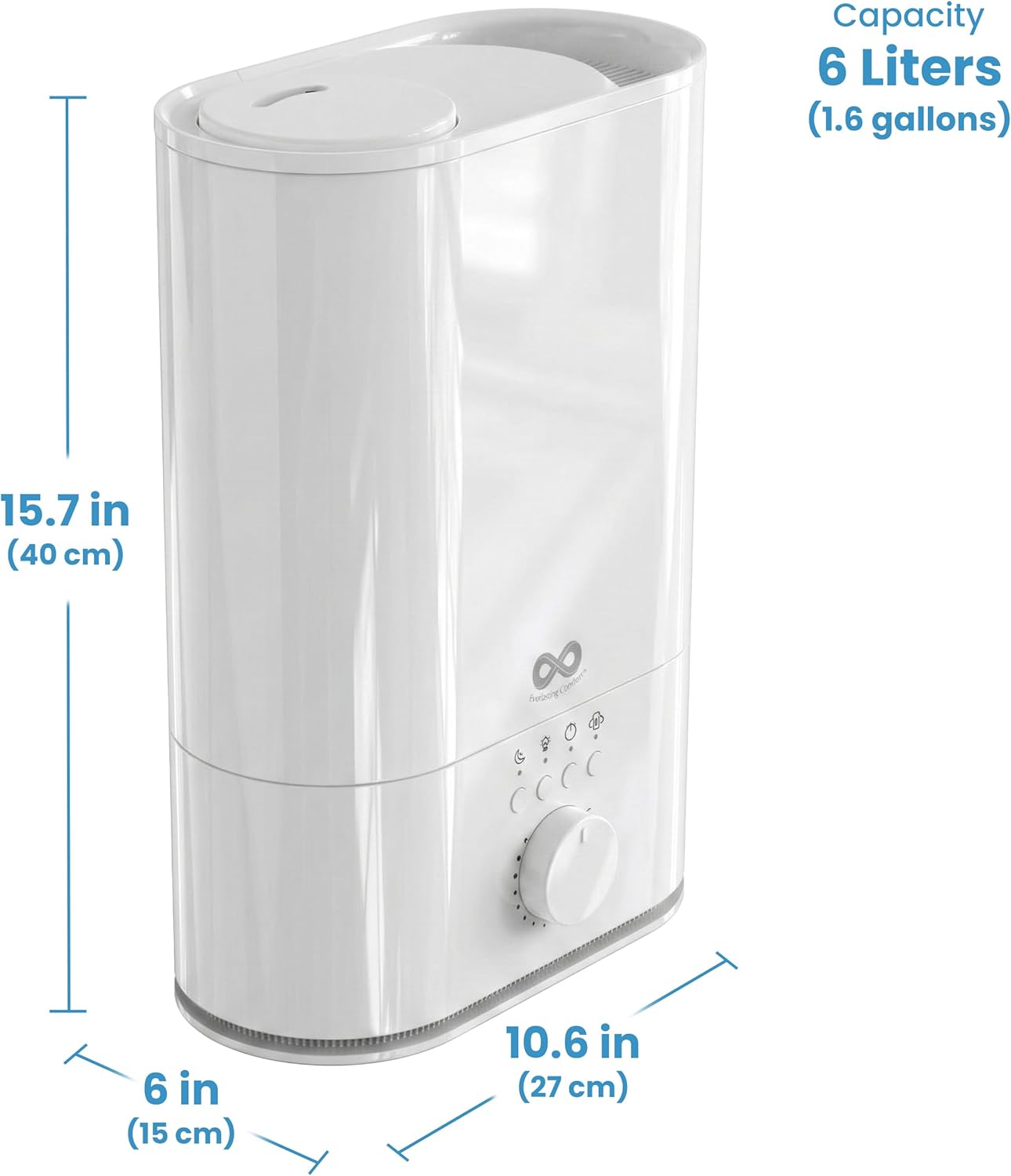 Everlasting Comfort 6L Humidifier Large Room, High Mist Output 60 HR Runtime Ultrasonic Top Fill Humidifiers for Bedroom, Easy to Use & Clean for Home, Baby Humidifier, Plants, Congestion, Indoor
