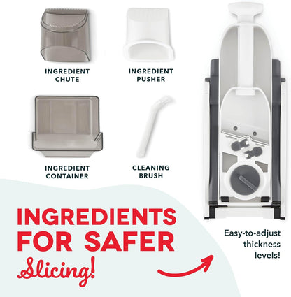 Dash Safe Slice Mandoline Slicer, Adjustable 30+ Combos, Aqua | Vegetable, Potato & Onion slicer, 1-8mm Thickness, Julienne, Matchstick & Dice Cuts, Folds Flat, Stainless Steel Blades