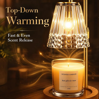 TATAANTY Candle Warmer Lamp with Timer & Dimmer, Adjustable Height for Jar Candles, Wood Base, Home Decor