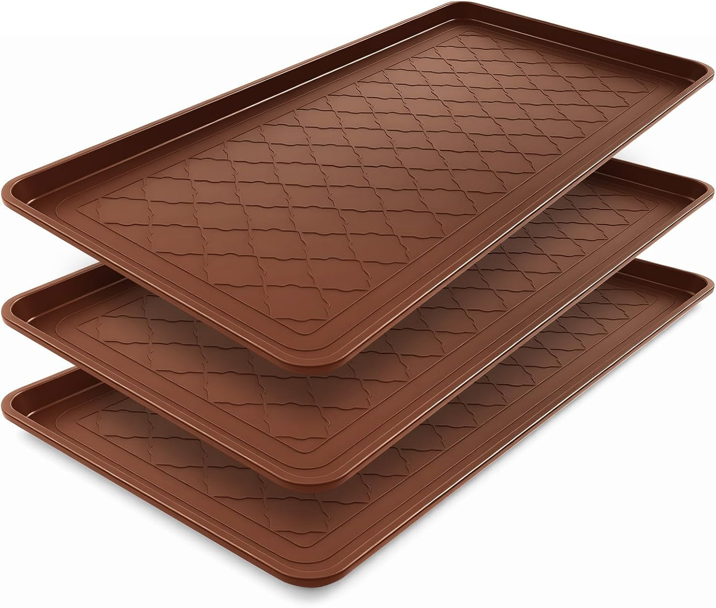 3 Pack Extra Large Boot Tray 40"x20" Long Shoe Mats Boot Storage with Raised Edge Waterproof Plastic Wet Shoe Tray for Entryway Floor Indoor Outdoor Mudroom Multi Use(Black)