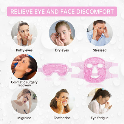ZNÖCUETÖD Cold Face Eye Mask Ice Pack Reduce Facial Puff, Dark Circles, Hot Cold Compress Pack, Face SPA Gift for Woman Sleeping, Pressure, Headaches, Skin Care, Post Laser Cosmetic Care, Reversible