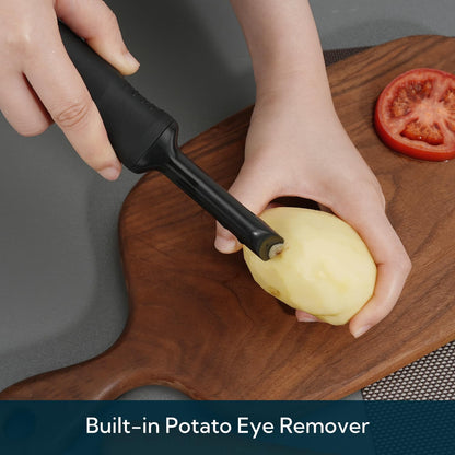 KITCHENDAO Magnetic Vegetable Peeler with Durable Japanese Stainless Steel Sharp Dual Blade, Magnetic Safety Cover, Large Non-Slip Handle with Potato Eye Remover, Dishwasher Safe Kitchen Fruit Peeler