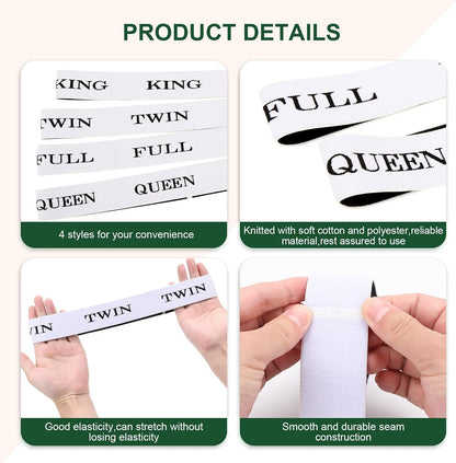 Bed Sheet Organizer Bands with Hook and Loop Adjustable Sheet Organizers and Storage Label Bands for Linen Closet-Elastic Bedding Sheet Keeper Straps for Bedsheet Sets (Queen 4PCs)