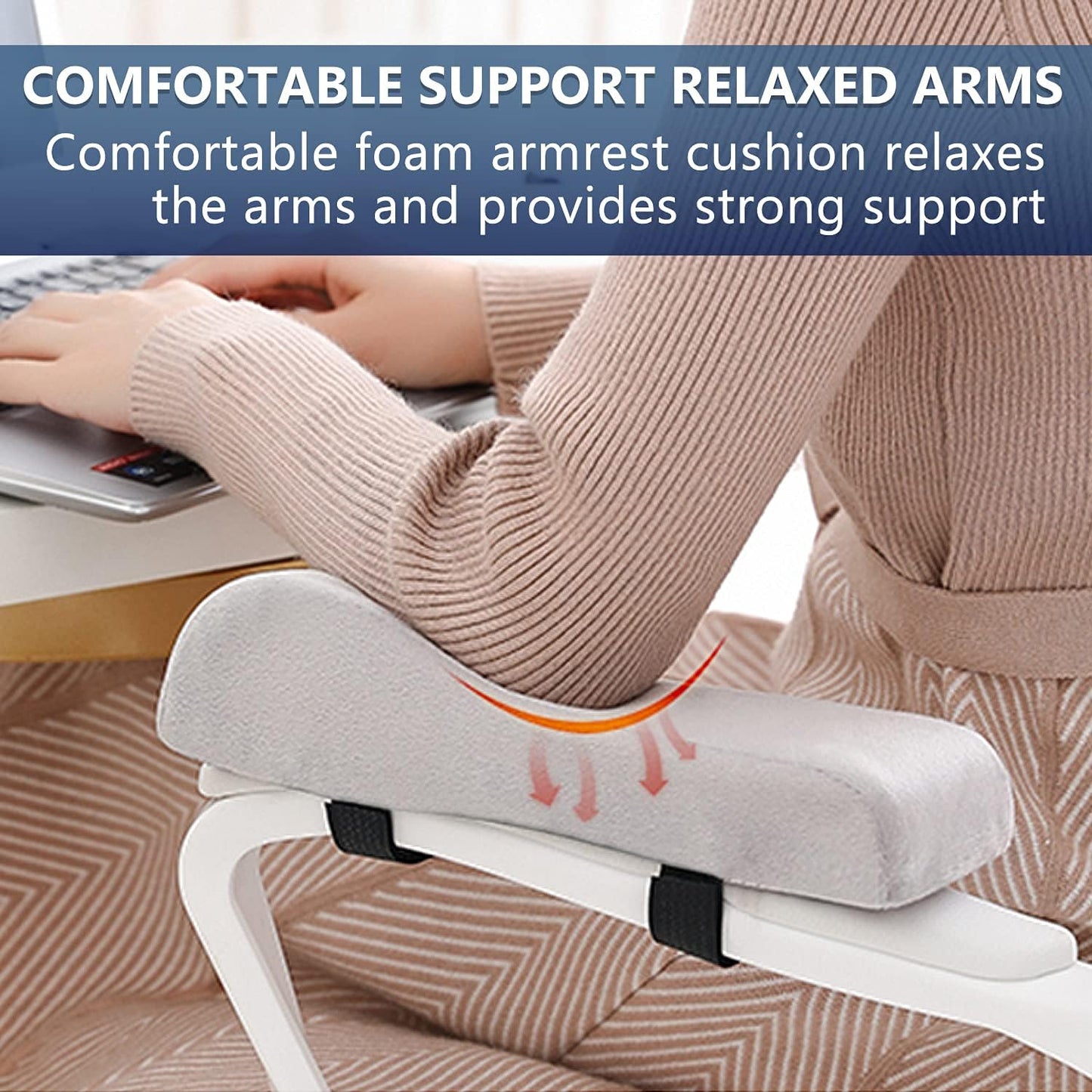 Chair Ergonomic armrest Cushions Elbow Pillow Pressure Relief Office Chair Gaming Chair armrest with Memory Foam armrest Pads 2-Piece Set of Chair （Gray）