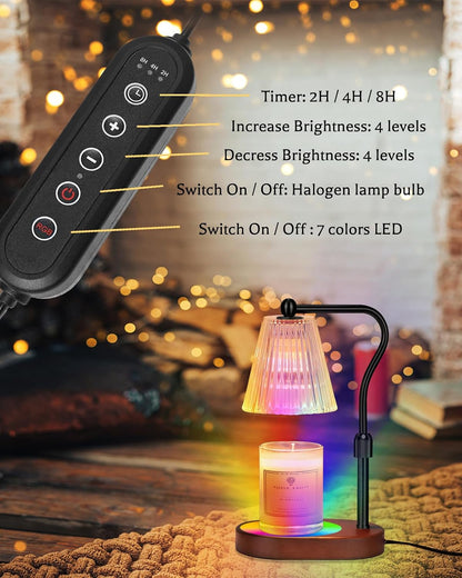 Engpure Candle Warmer Lamp - Candle Warmer Lamp with Timer and Dimmer Adjustable Height,Electric Wax Melt Warmer with 2 Bulbs for Scented Jar Candles Home Decor Mother's Day Gifts, Amber