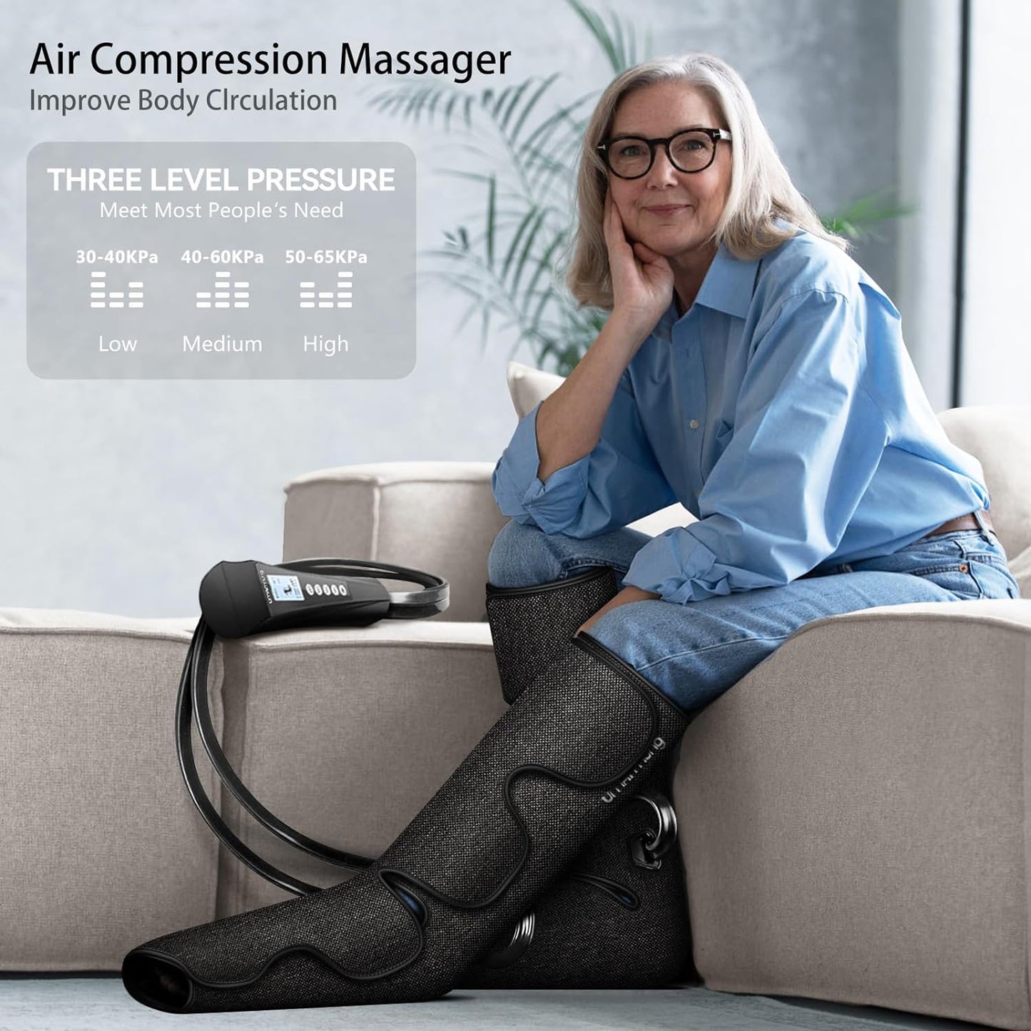 UMARMUNG Air Compression Leg Massager with Heat, Gifts for Men, Dad, Husband, Women, Mom, Wife, Her, Presents for Christmas, Mothers Day, Birthday, Valentine's Day, Works for Foot, Calf, Knee, Thighs