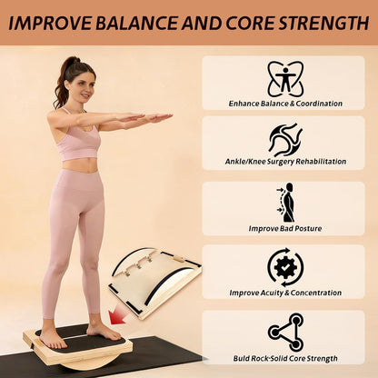 ZALL Wooden 2-in-1 Slant & Balance Board, Adjustable Wobble Design for Calf Stretch Exercise, Knee Ankle Heel Foot Pain Relief