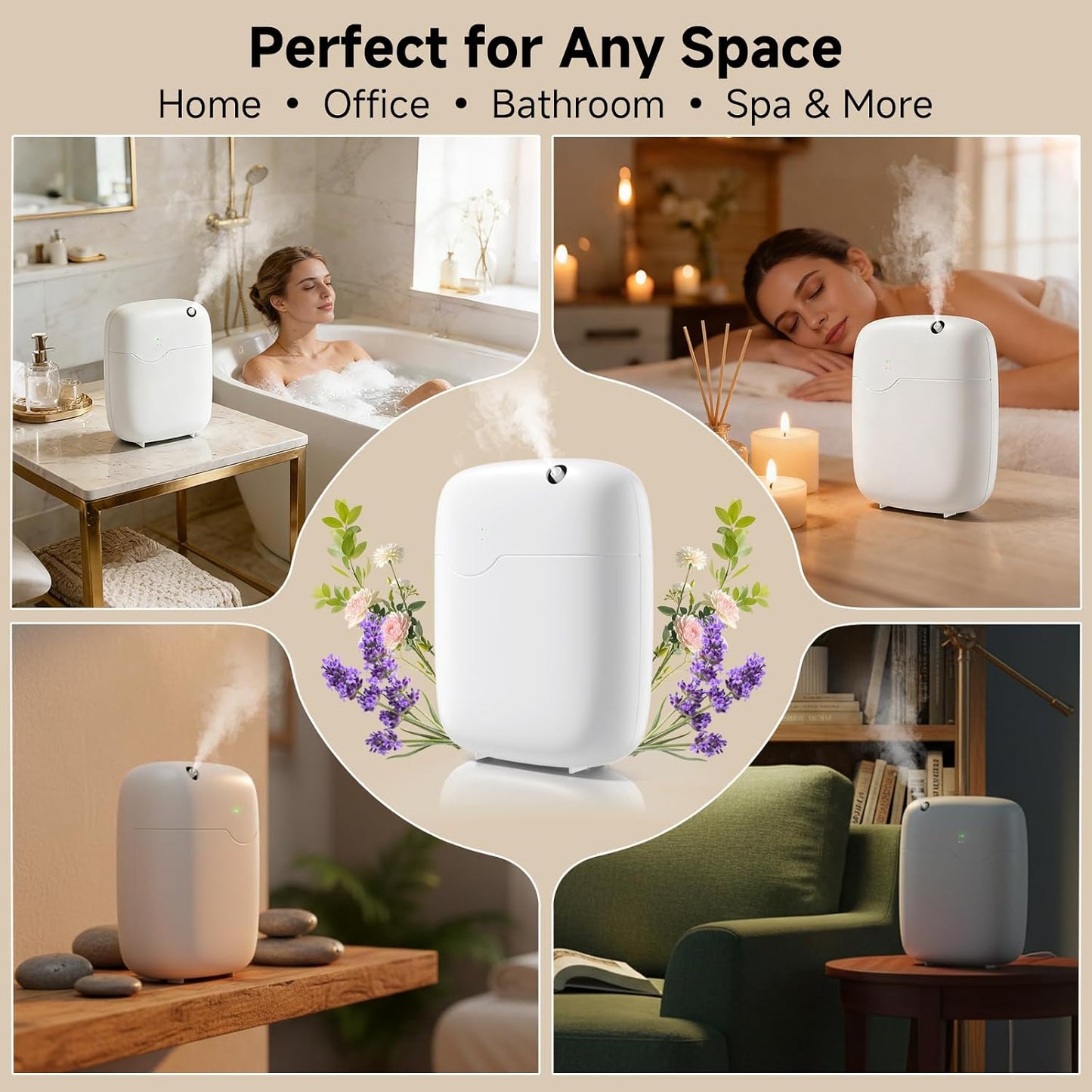 Waterless Essential Oil Diffuser - 3000 Sq.Ft Coverage, Whole-House Scent Diffuser Machine for Aromatherapy, 400ml Capacity, App Control Cold Air Oil Diffusers for Home Hotel Large Room Office Gifts