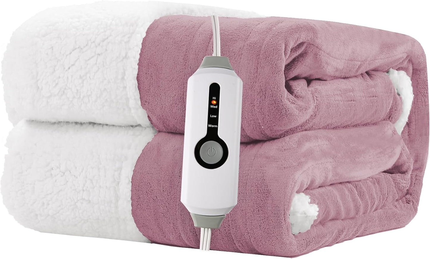 Electric Heated Blanket Full Size 72"x84" – Light Gray | ETL for Safe Overnight, 4 Heat Settings & 10H Auto Off, Dual-Sided Microplush Sherpa for Home Night, Machine washable