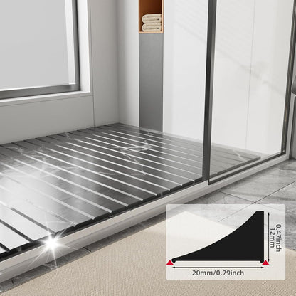 78 inch Shower Threshold Water Dam Barrier Water Stopper, Glass Shower Door Bottom Seal Strip, Silicone Rubber Kitchen Sink Splash Guard for Countertop, Bathtub, Bathroom（White）