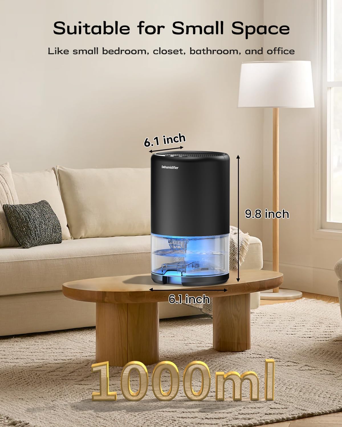 Dehumidifier, 35 oz Small Dehumidifiers for Home, Bathroom, Bedroom, Rooms, Ultra-Quiet with Sleep Mode, 7 Color Lights & Auto Shut Off, Compact & Portable for Closet, RV, Basement, Energy Saving