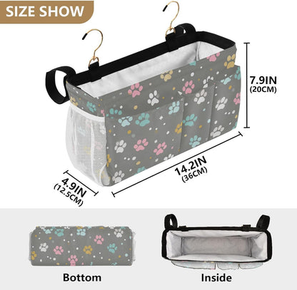 Bedside Caddy Hanging Bunk Bed Caddy Bed Organizer Hanging Pocket with 2 Hooks Bedside Storage Organizer Pocket Bag Holder Checkered Light Green - Colors B