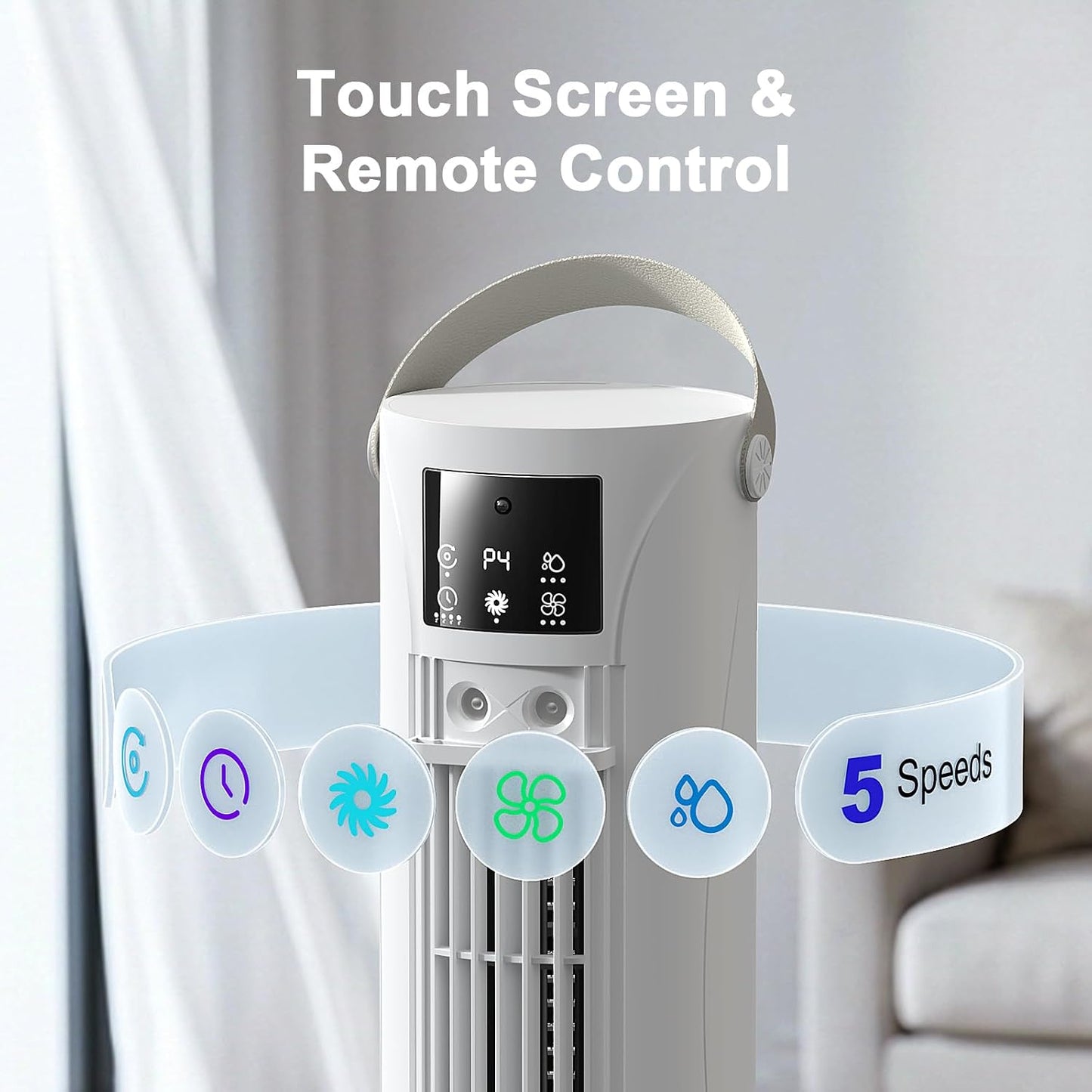 Portable Air Conditioners - 3 Speeds & Storm Mode & Mist Spray, Tower Cooling Fan with Timer, Evaporative Air Cooler 120° Oscillation for Home, Office, Bedroom - Portable AC Standing Fan (White)