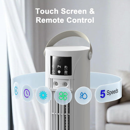 Portable Air Conditioners - 3 Speeds & Storm Mode & Mist Spray, Tower Cooling Fan with Timer, Evaporative Air Cooler 120° Oscillation for Home, Office, Bedroom - Portable AC Standing Fan (White)