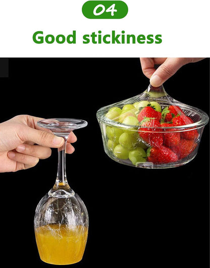 Plastic Wrap Dispenser, Slide Cutter 12‑Inch Cling Wrap Set | Refillable design fits 12‑inch rolls. Set includes cutting box and 328 Ft clear stretch film for food storage