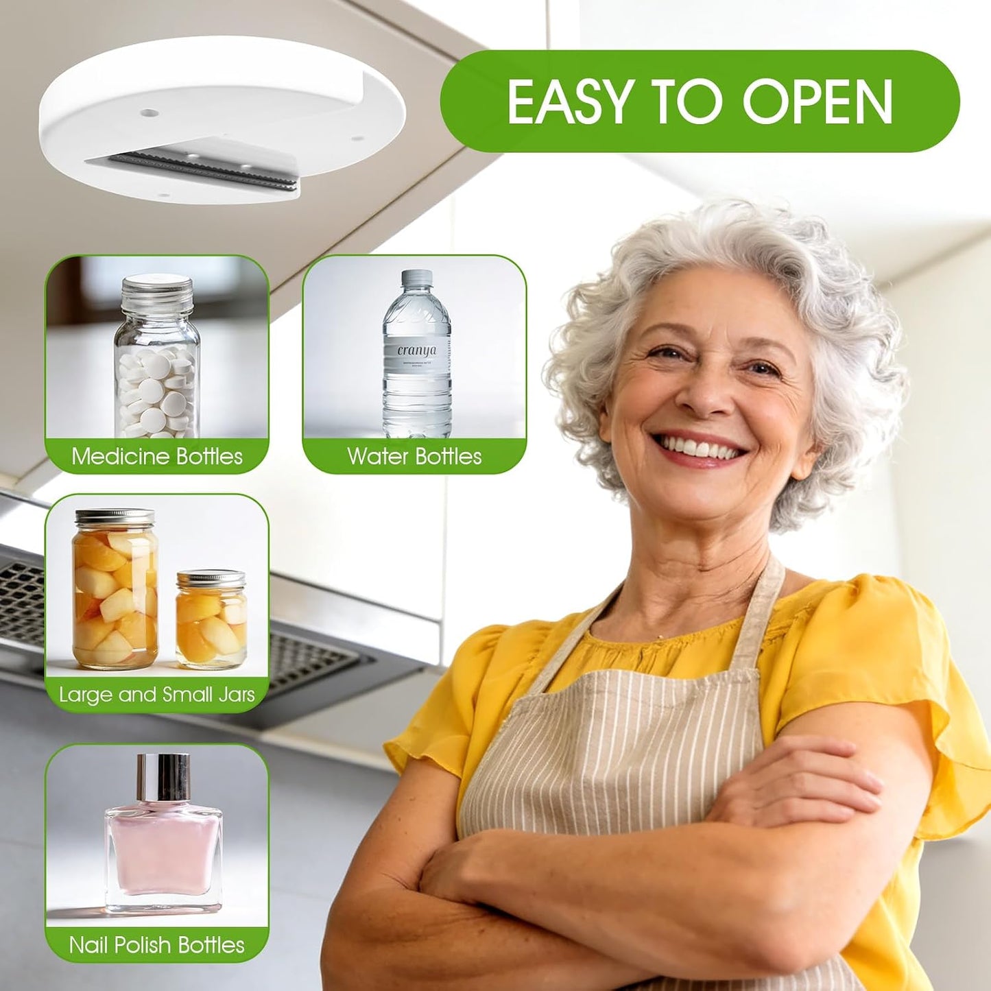 Under Cabinet Jar Opener for Seniors Arthritis Weak Hands | Effortless bottle can opening helper, space saving practical design, multi-functional daily household kitchen gadget tool