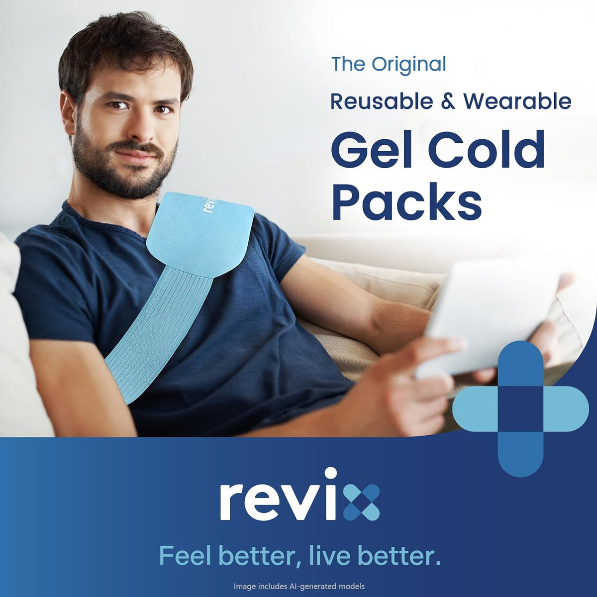 REVIX Ice Pack for Injuries Reusable, 2-Pack Hot & Cold Gel Wrap with Strap