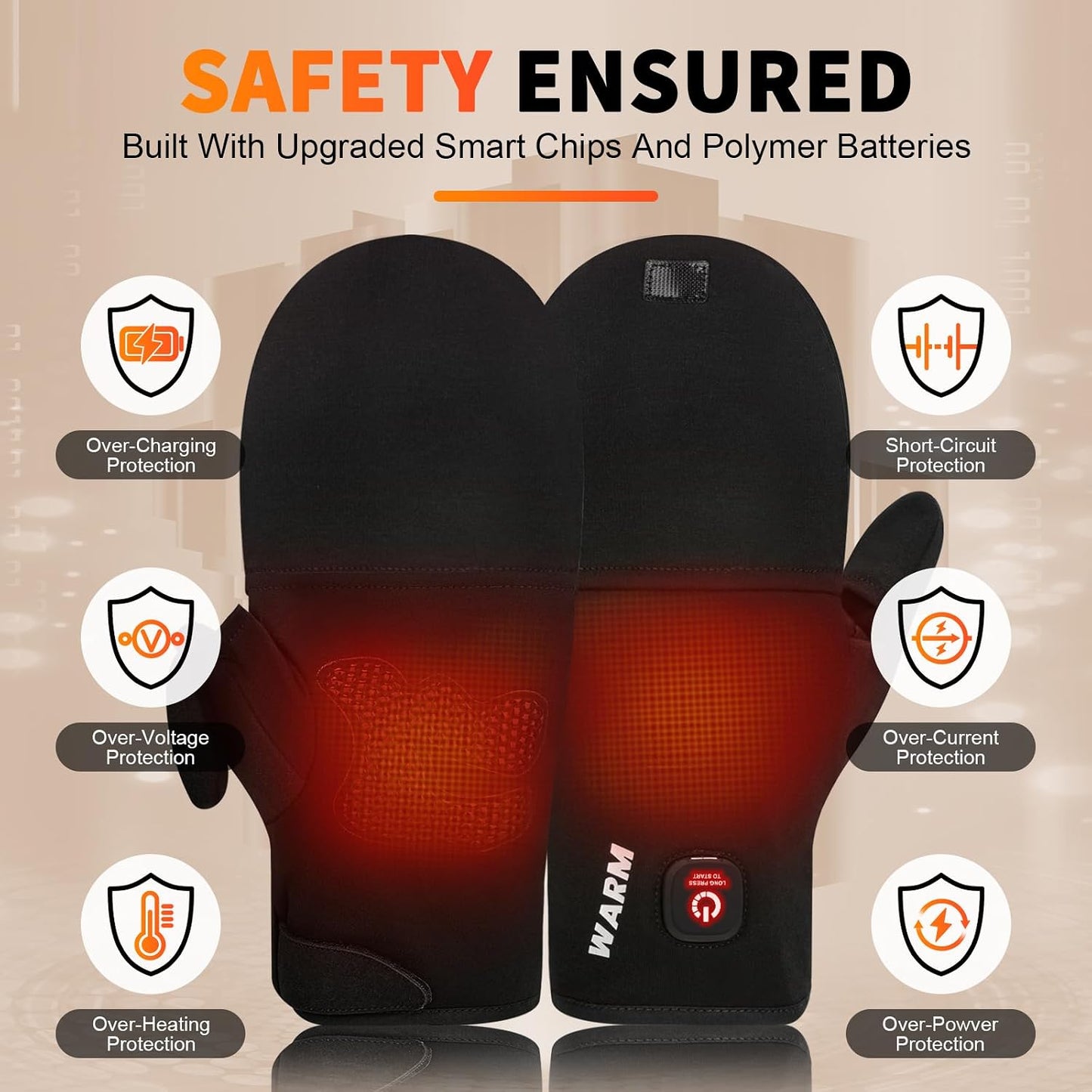 Heated Gloves for Men Women, Rechargeable Detachable Full & Half Hands Heated Glove Fingerless Electric Heating Gloves Hand Warmer for Work, Hunting, Skiing, Outdoor Work