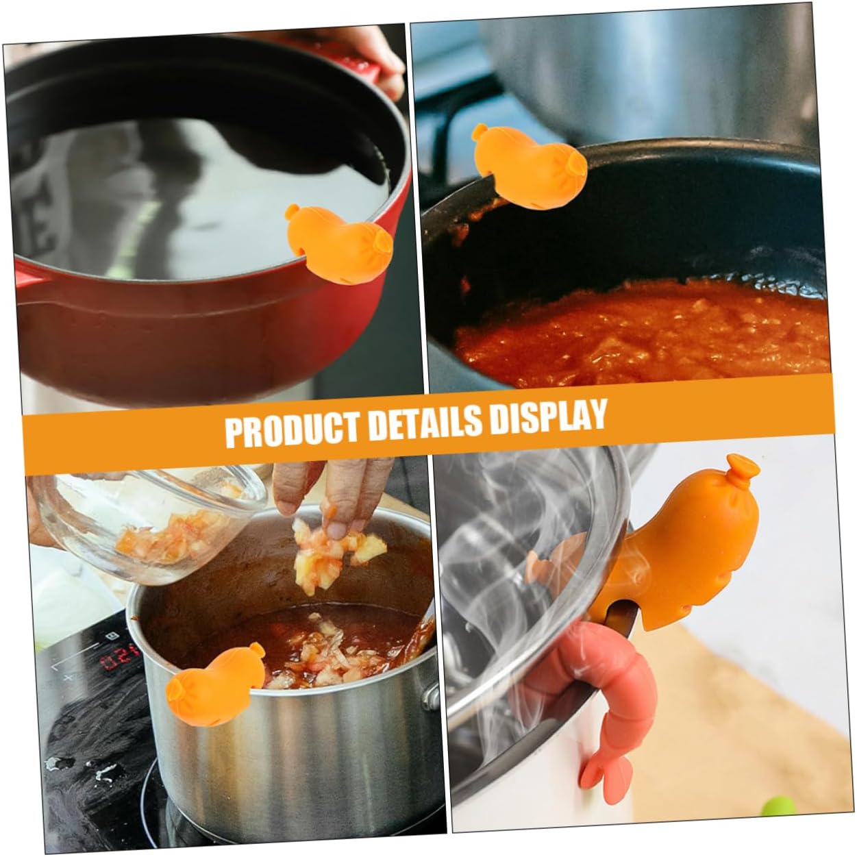 Toddmomy 2pcs Silicone Sausage Shaped Spill Stopper and Pot Lid Holder Practical Kitchen Tool to Prevent Boil over Versatile Food Cover for Cooking and Fresh Keeping for Home Use