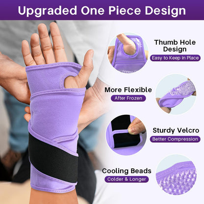 Wrist Ice Pack Wrap for Carpal Tunnel, Gel Ice Packs for Injuries Reusable | for Wrist Hand Foot Ankle Knee Leg Pain Relief, Hot Cold Compress Therapy Bandage Surgery Recovery Gifts Men Women