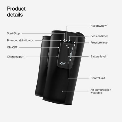 Hyperice Normatec Go Wireless Mobile Dynamic Air Compression Calf Muscles | Portable | Increase Circulation | Reduce Pain | Tension in Legs | Bluetooth Enabled | 7 Levels Customizable Pressure