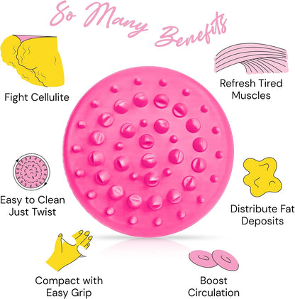 Scala Cellulite Massager Silicone, Bath Scrubber for Smoother Skin Pink | Silicone nodules exfoliate, cellulite remover, body massager Tool, exfoliator, fat roller use with creams and Oils