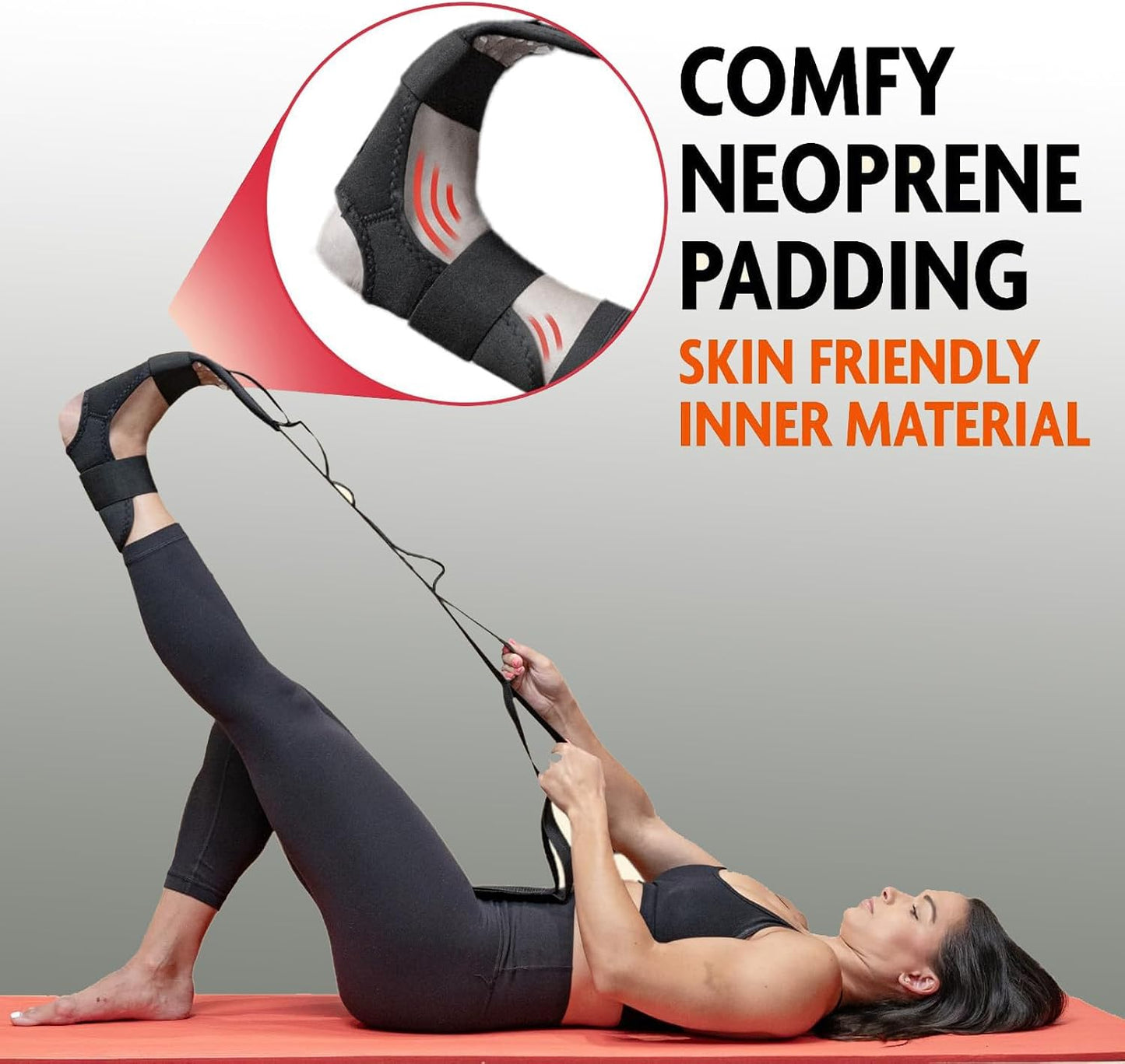 SHAZ Foot & Calf Stretcher, Fascia Hamstring Stretcher for Plantar Fasciitis, Achilles Tendonitis, Heel Spurs & Shin Splints - Yoga Leg Stretching Strap for Back Pain - Flex Strap for Physical Therapy
