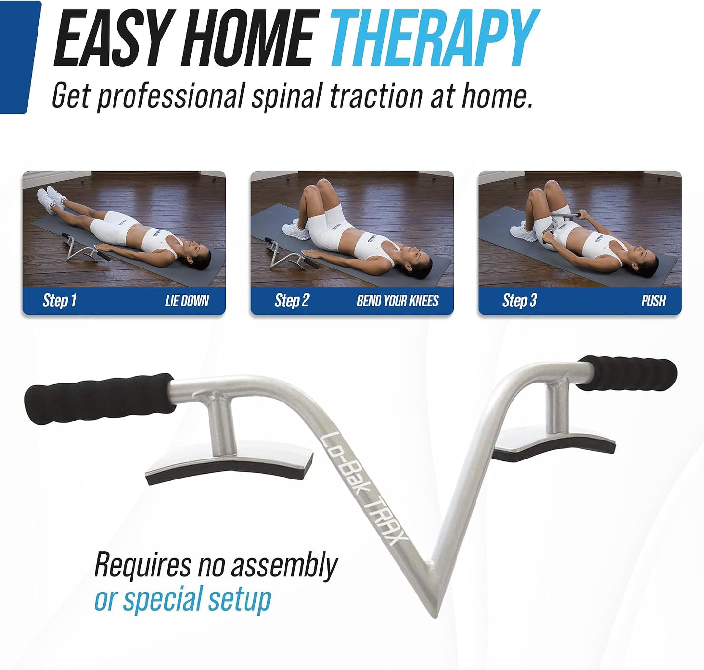 EZ-Bak Lo-Bak TRAX Lumbar Spine Stretcher - Upper & Lower Back Stretcher Pain Relief – Portable Spine Decompressor & Back Cracking Device for Herniated Discs, Sciatica, Scoliosis - Blue