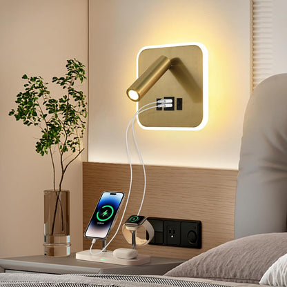 Wall Sconce Plug in with Wall Mounted Reading Lights,Modern Wall Lamp for Bedroom with Charging Station USB C+A Ports,Headboard Bedside Lamps with 3W+9W Night Light,3 Color Temperature