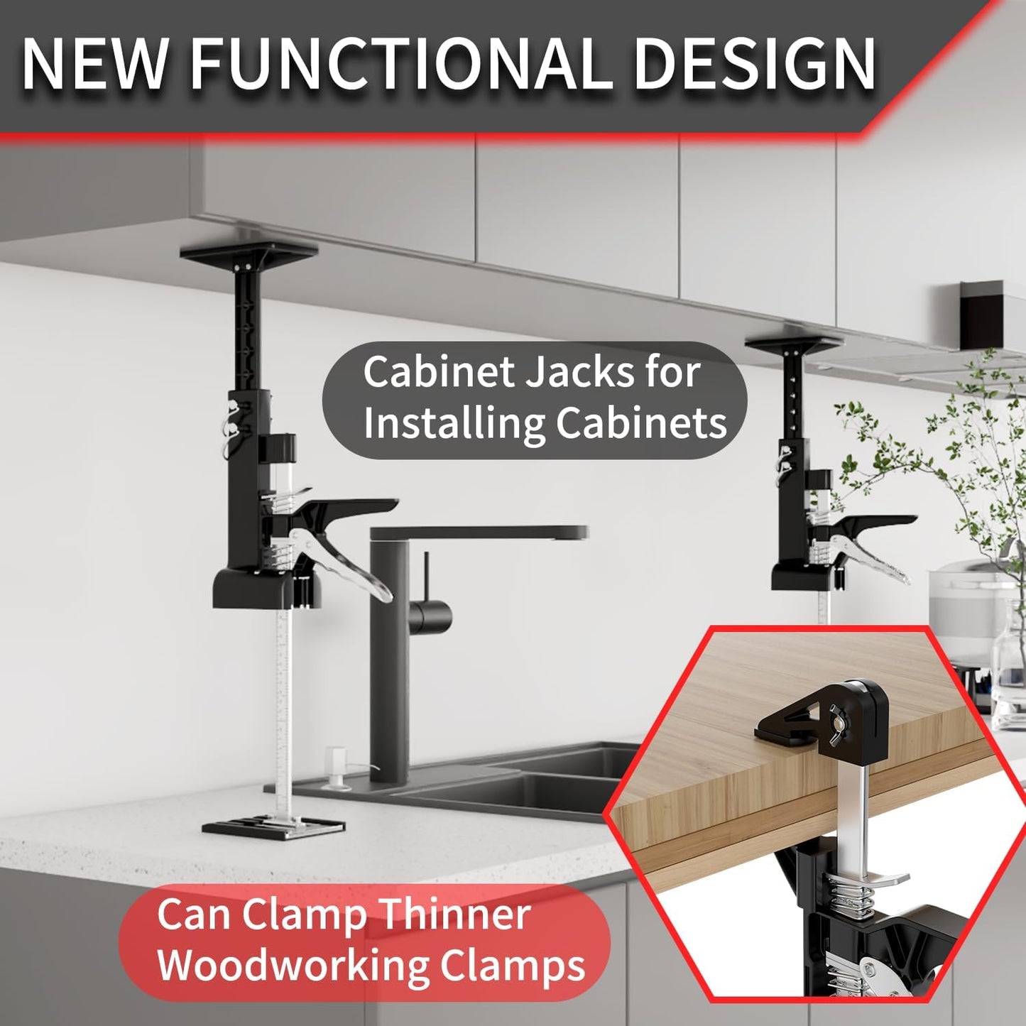 [Upgrade] Labor Saving Arm Jack 2 Pack,15.5 Inch Stainless Steel Furniture Lifts with Handbag,Hand Furniture Jack Lifter Tool for Installing Cabinets,Flooring&Windows,Load 440LBS
