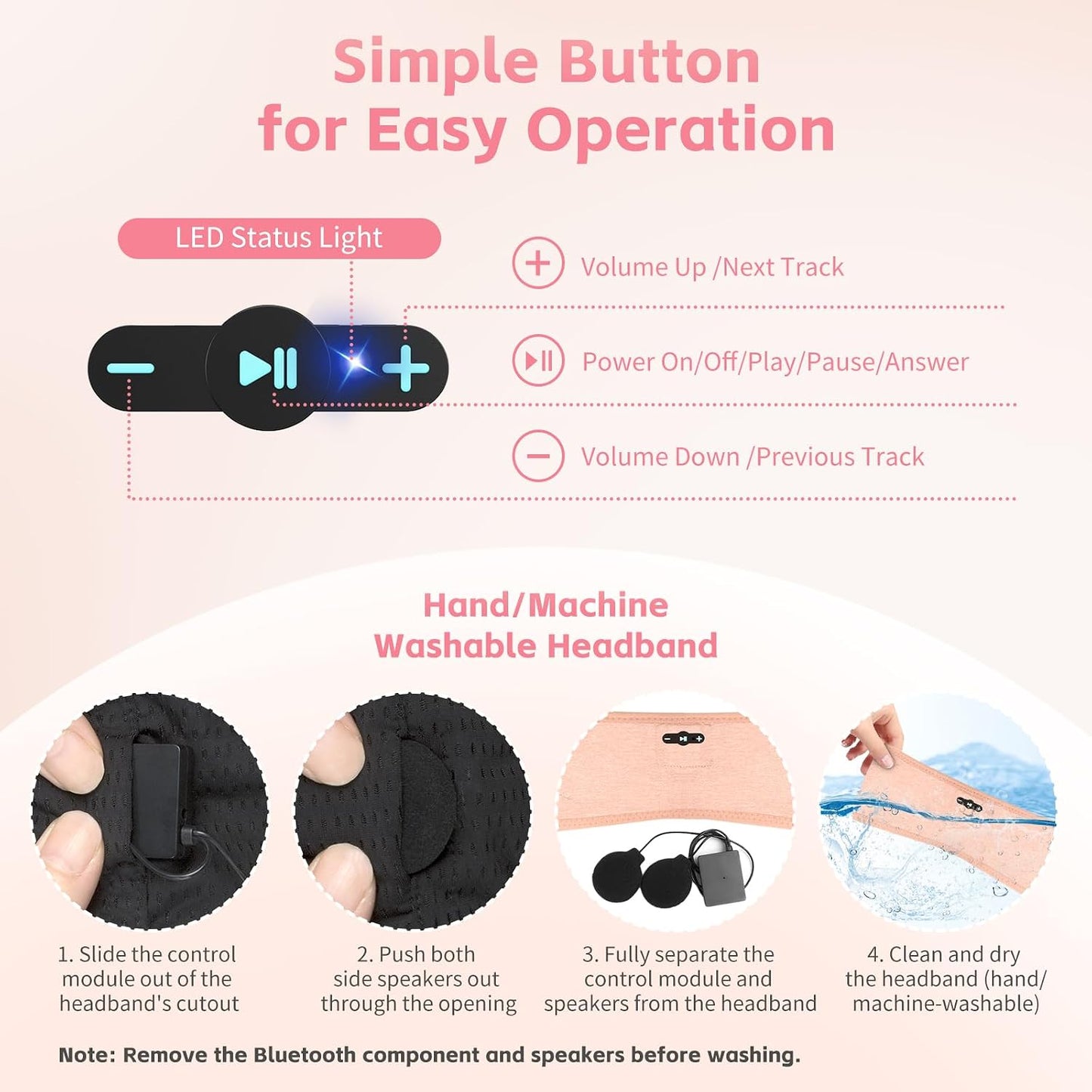 Sleep Headphones Bluetooth 6.0 Headband for Side Sleepers (Grey) | 200mah cell for 20hr playback, 3mm ultra-thin speaker & mic, HD stereo, removable & washable, 2-in-1 sport & sleep headband