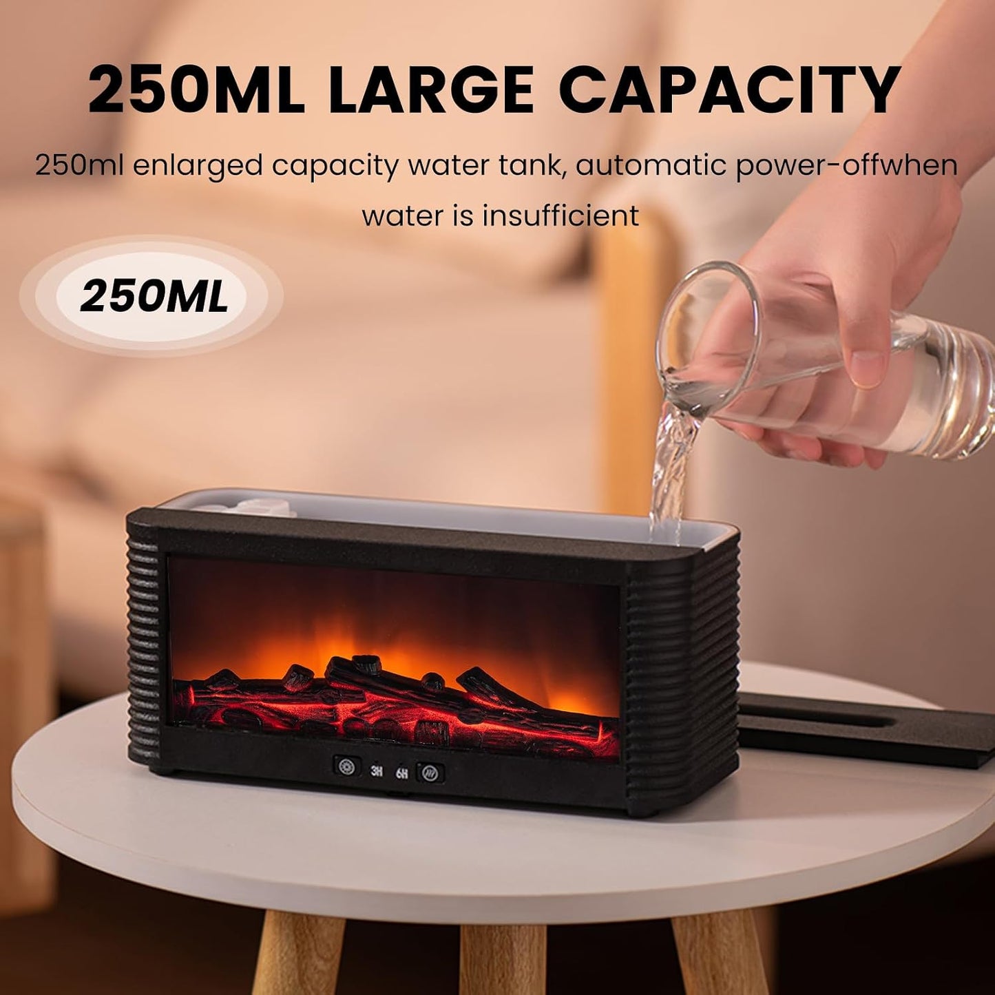 Colorful Flame Fire Diffuser Humidifier, Ultra-Quiet Aroma Essential Oils Aromatherapy Diffusers for Large Room, Bedroom, Office (Timeable, Waterless Auto off-150ml)