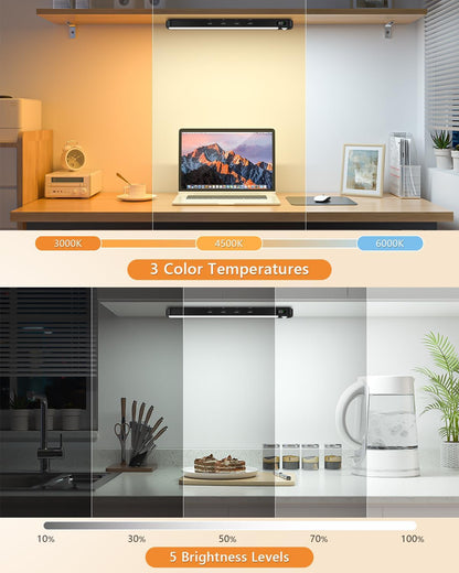 WILLED Under Cabinet & Closet Lights, Motion Sensor, Rechargeable, Magnetic, 3 Color Temps, Dimmable LED Light Bar for Indoor Kitchen Counter (4 Pack, White)