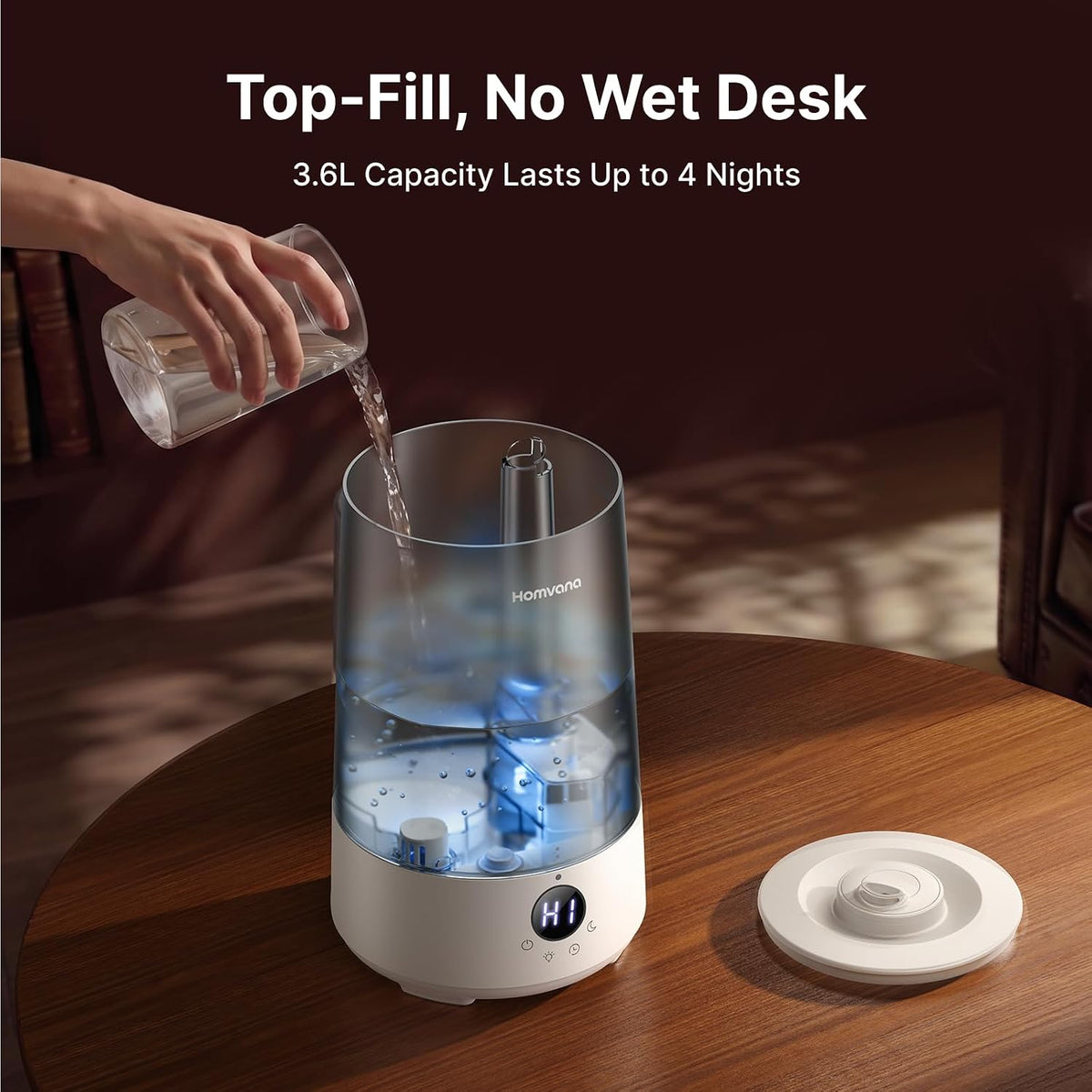 Homvana Top-Fill Cool Mist Humidifiers for Bedroom, Large Room(3.6L,Black)