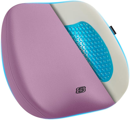 Skechers Seat Cushion Premium Gel & Memory Foam-Office Chair Cushion for Tailbone Pain Relief,Butt Pillow for Office Chair,Car seat Cushion,Long Sitting Office Workers,and Car Drivers,Black
