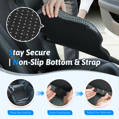 Wedge Car Seat Cushion for Better Visibility & Sciatica Pain Relief