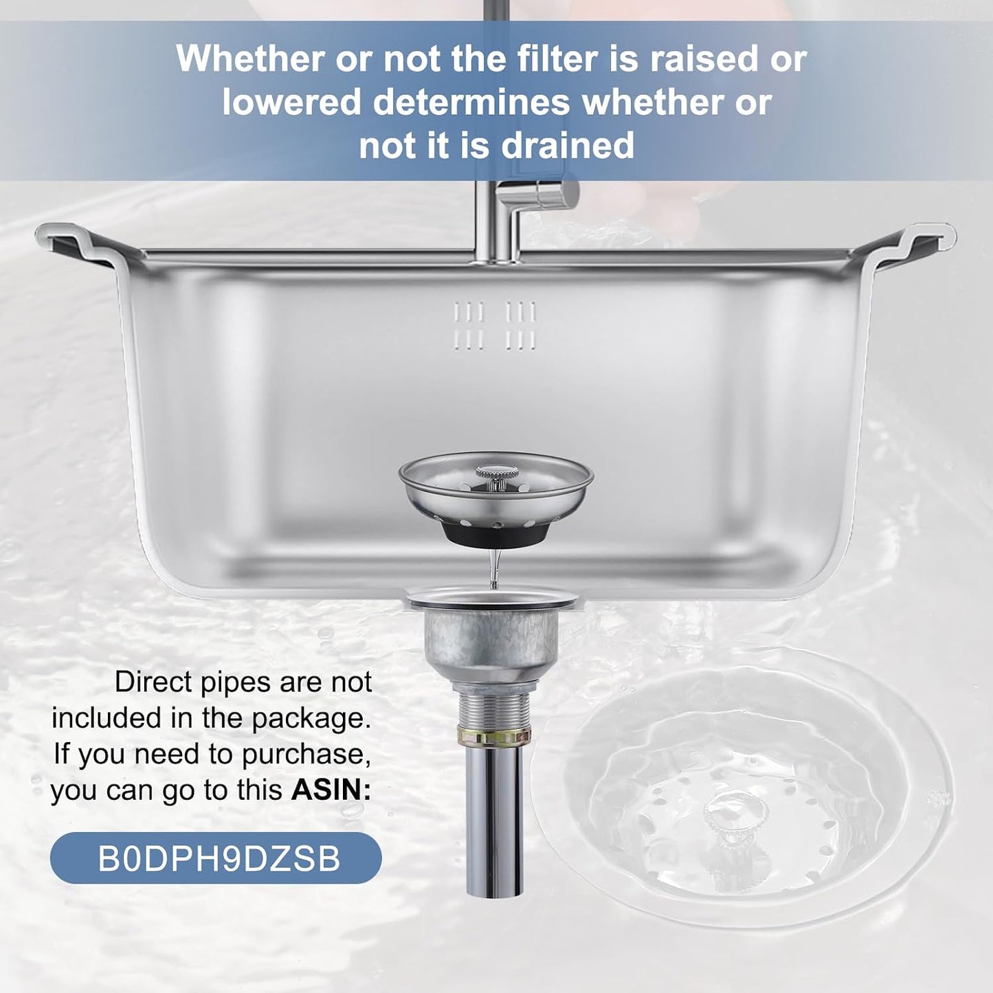 ZM Kitchen Sink Basket Strainer with Stopper, 3-1/2” Drain