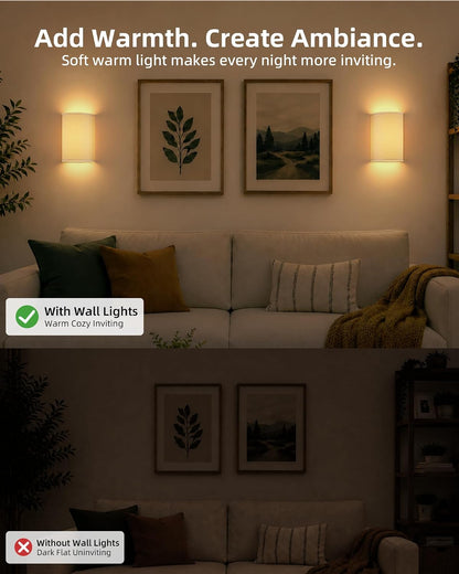 EZVALO Battery Operated Wall Sconce Set of Two with Remote, Wall Lights