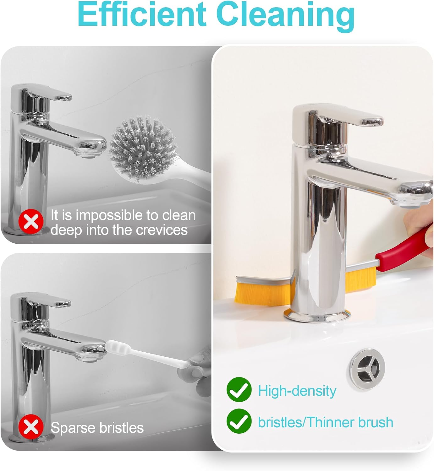 JOYMOOP 4 Pack Crevice Cleaning Brush, Hard Bristle Grout Brush, House Cleaning Supplies, Magnetic Gap Cleaning Brush for Kitchen, Bathroom, Window, Toilet, Multifunctional Cleaning Tools-4 Colors