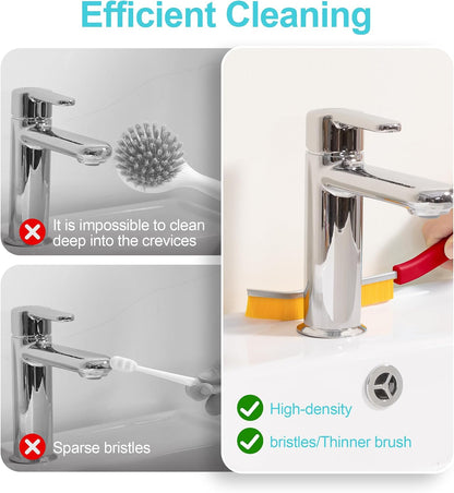 JOYMOOP 4 Pack Crevice Cleaning Brush, Hard Bristle Grout Brush, House Cleaning Supplies, Magnetic Gap Cleaning Brush for Kitchen, Bathroom, Window, Toilet, Multifunctional Cleaning Tools-4 Colors